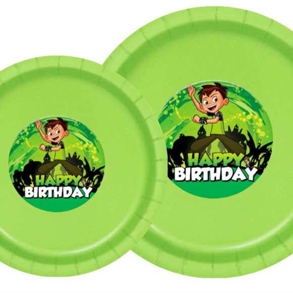 Happy Birthday Party Plates and Napkins Set, Lime Green Design, 45 Piece - Picture 3 of 4